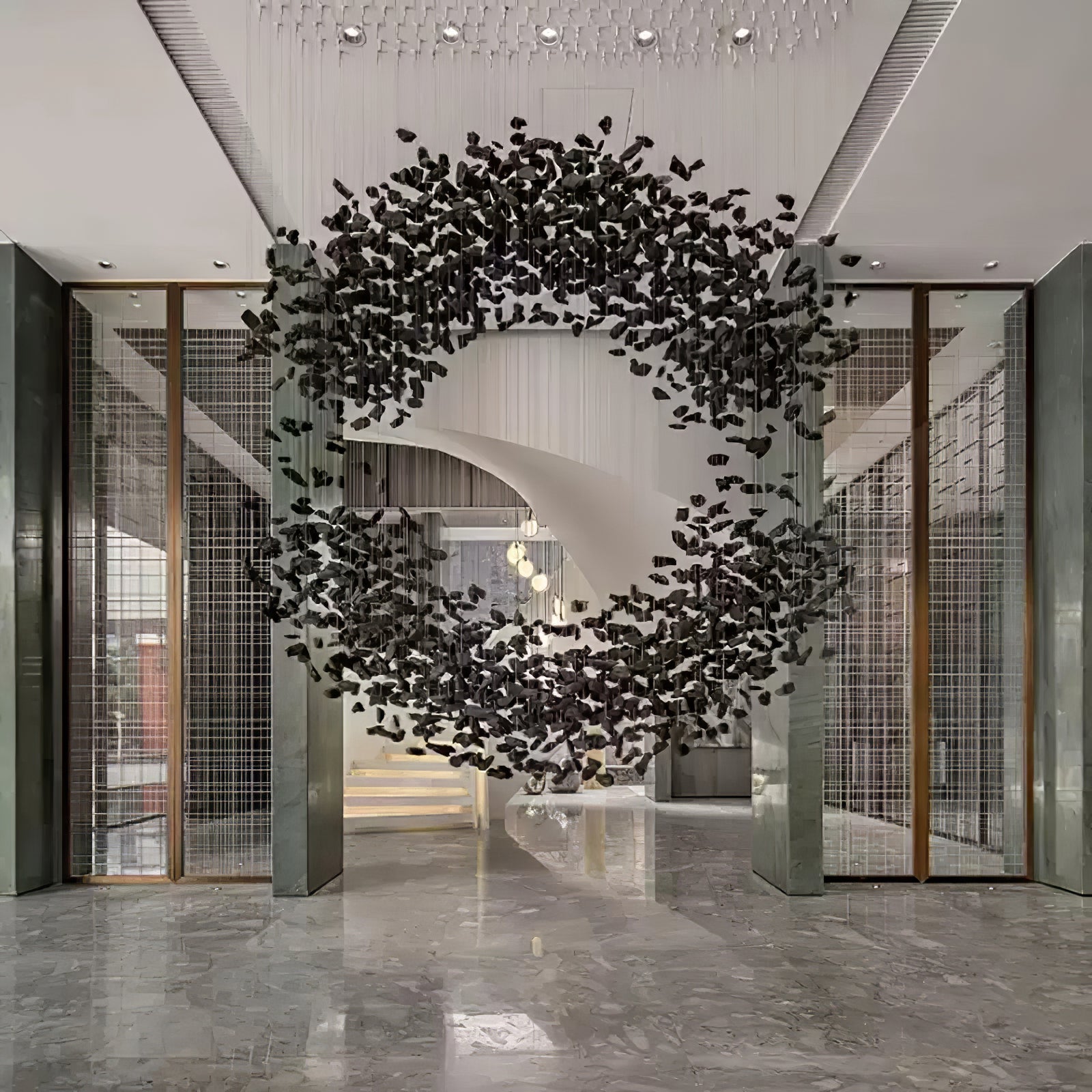 The Charcoal Halo LED Stone Crystal Chandelier