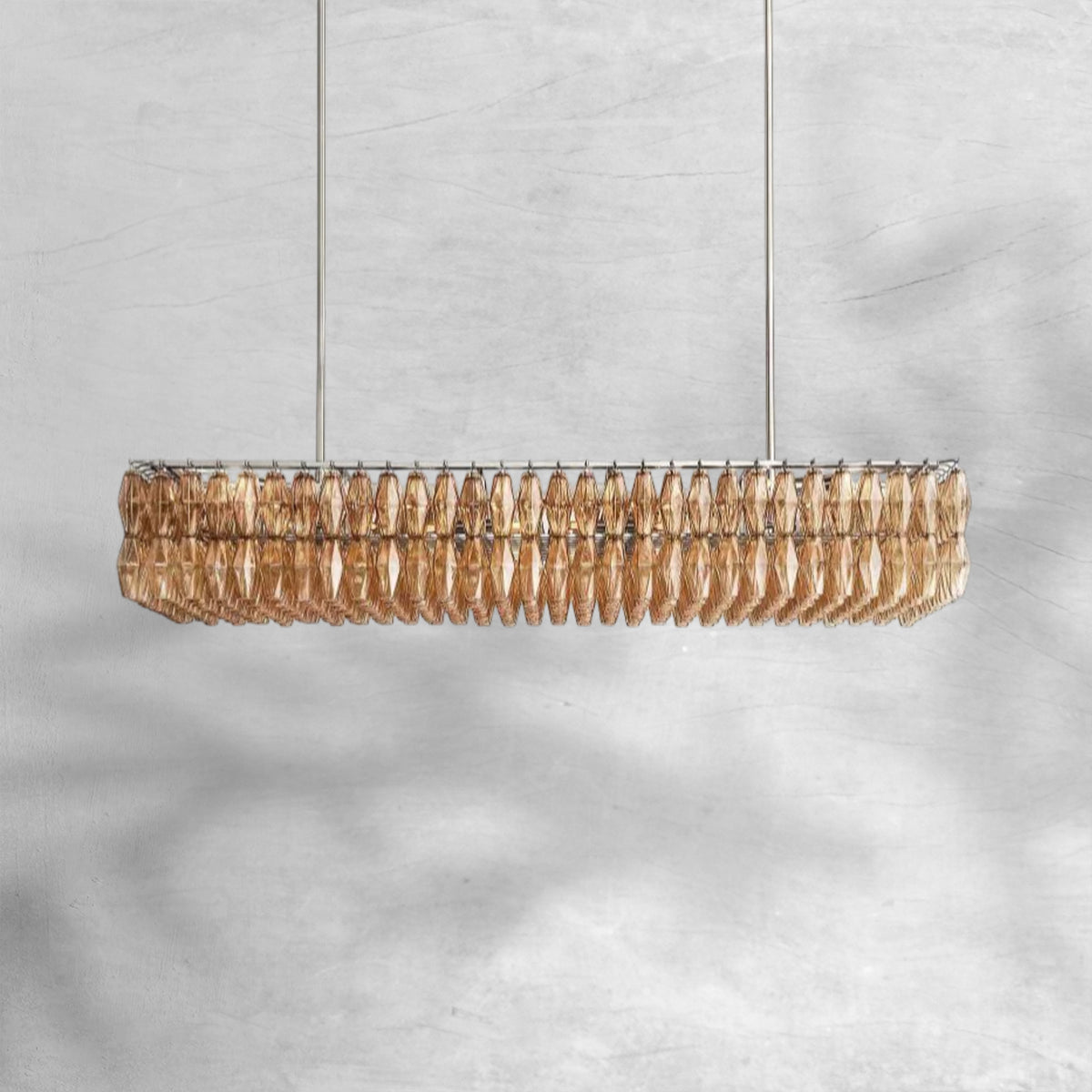 Cyra Glass Rectangular Chandelier 74"