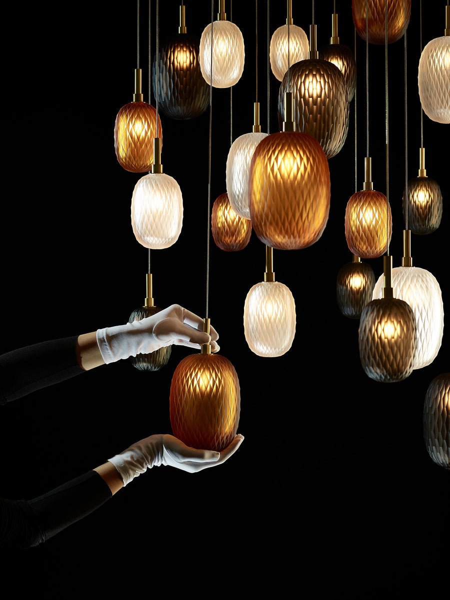 Galaxy Chromatic Gem Drop Spiral Chandelier