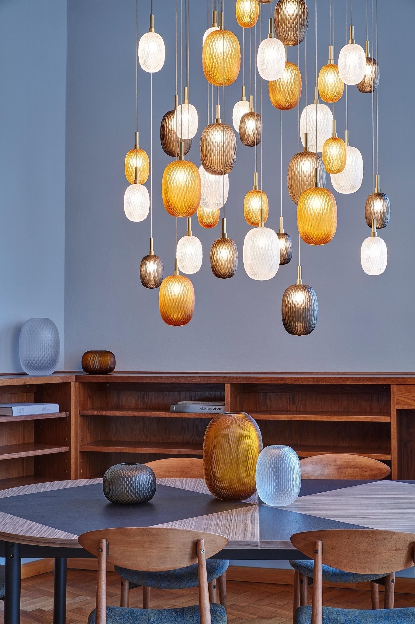 Galaxy Chromatic Gem Drop Spiral Chandelier