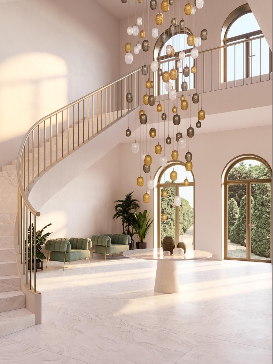 Galaxy Chromatic Gem Drop Spiral Chandelier
