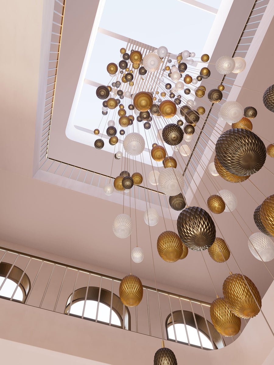Galaxy Chromatic Gem Drop Spiral Chandelier