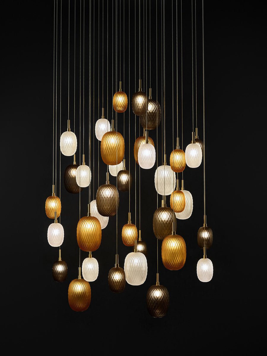 Galaxy Chromatic Gem Drop Spiral Chandelier