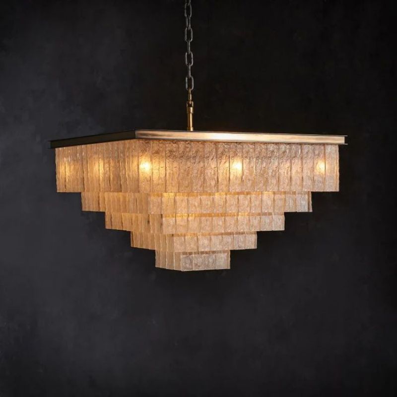 Claira Glass Square Multi-layer Chandelier - jchandelier