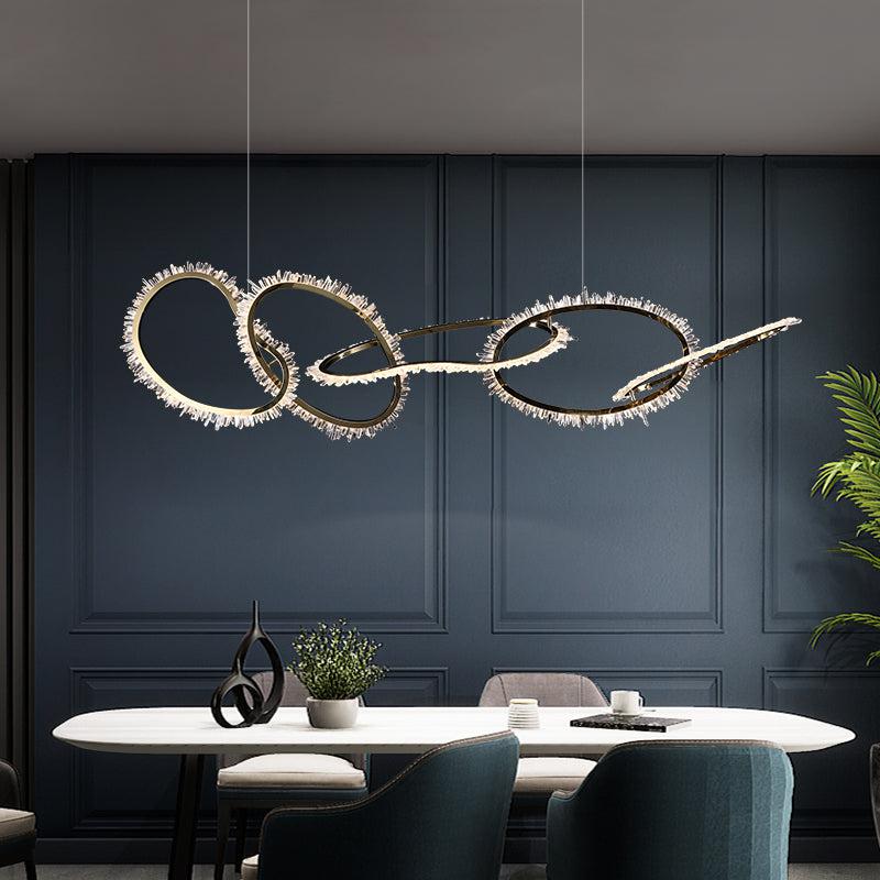 JC Crystal Cluster 5 Rings Chandelier