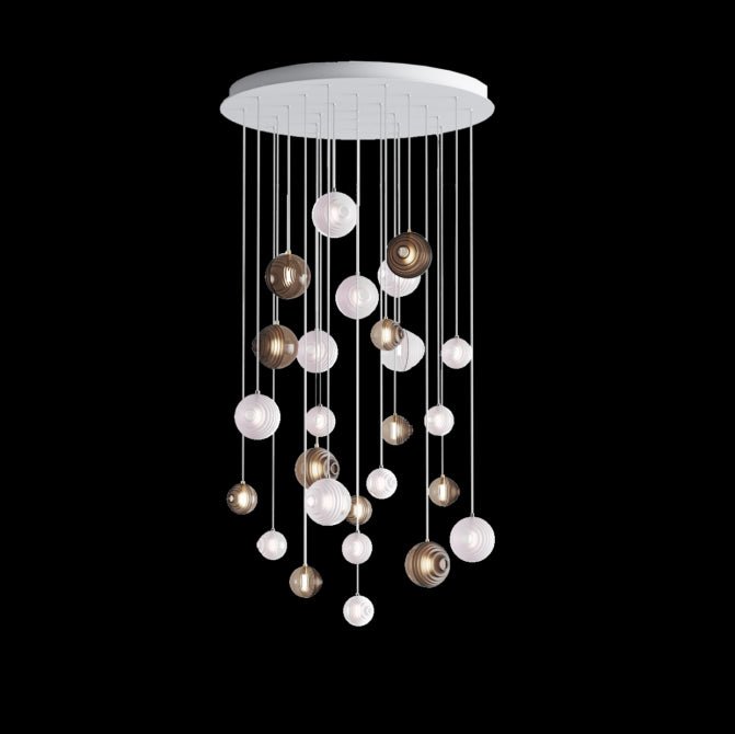 Cosmic Sphere Cascade Glass Chandelier