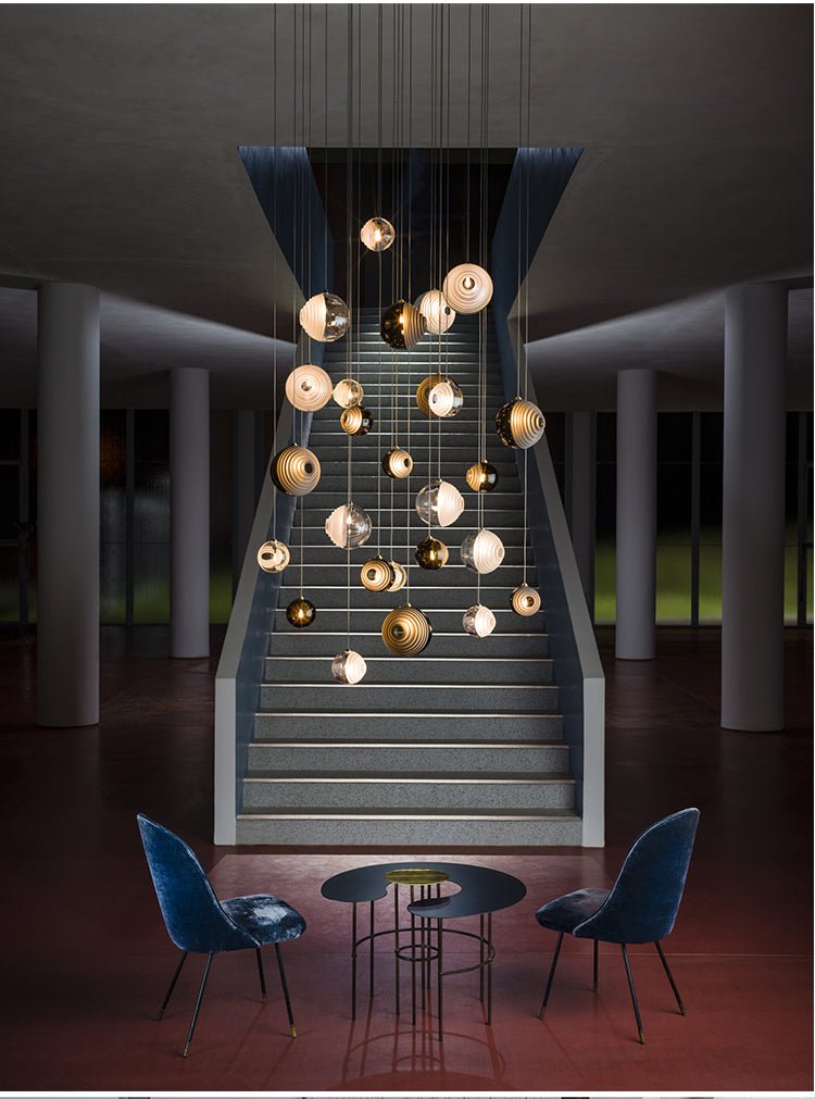 Cosmic Sphere Cascade Glass Chandelier