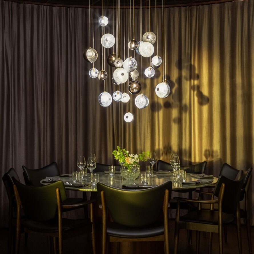 Cosmic Sphere Cascade Glass Chandelier