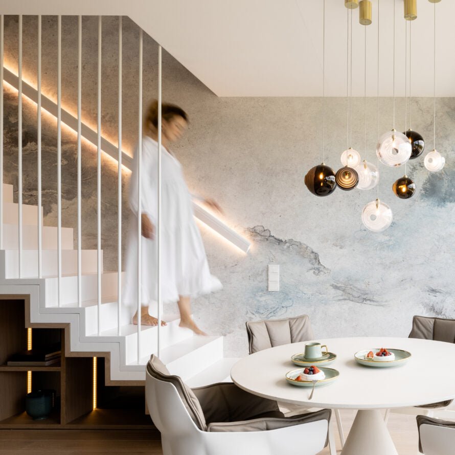 Cosmic Sphere Cascade Glass Chandelier