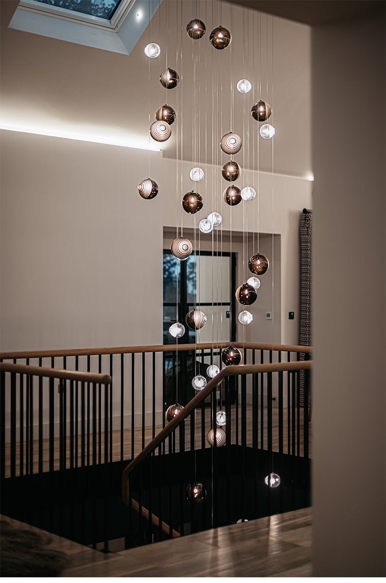 Cosmic Sphere Cascade Glass Chandelier