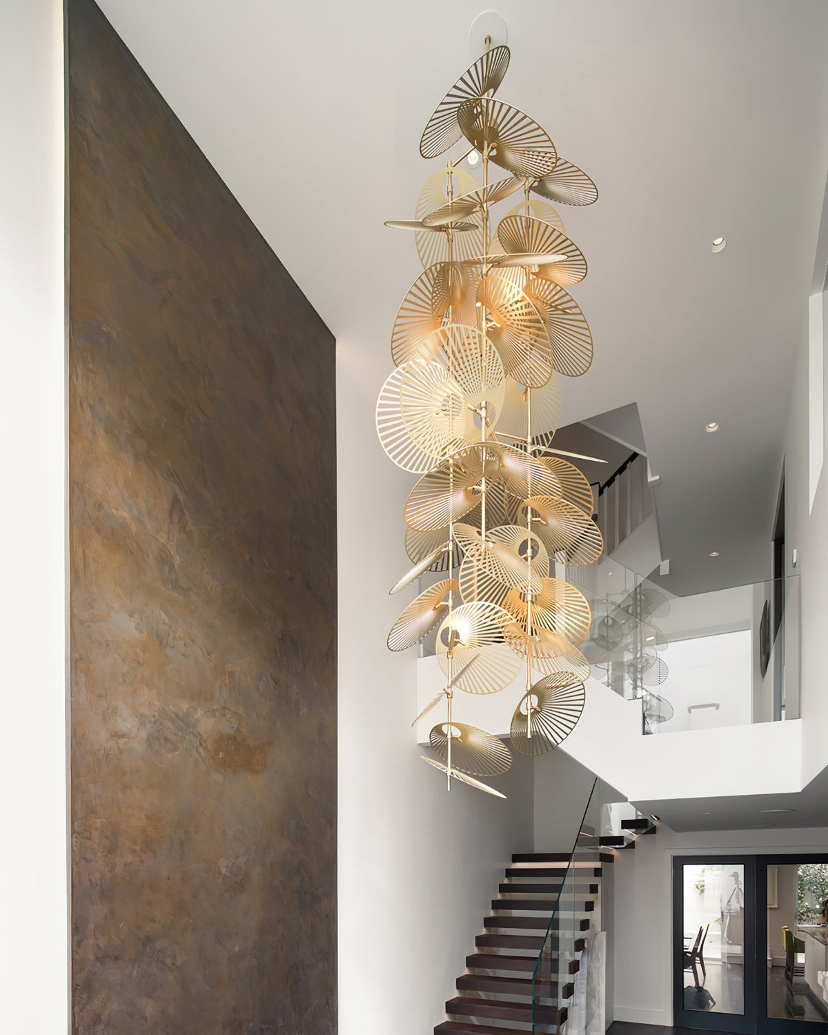 Cattail Leaf Meteor Shower Spiral Chandelier
