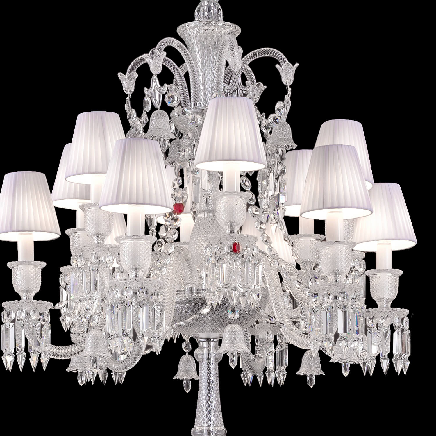 JC Bastian Crystal Candelabra With Fabric Shade Floor Lamp