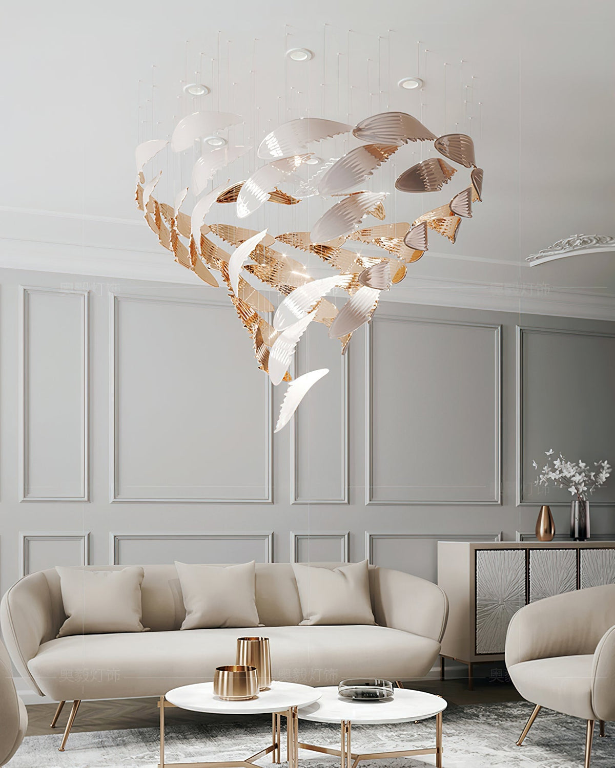 Bennett Meteor Shower Crystal Spiral Chandelier