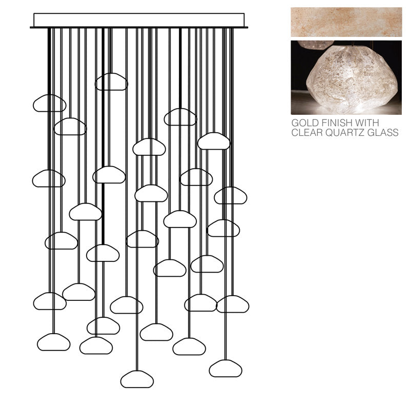Vitrina Natural Quartz Stone Drop 30-Light Chandelier - Merlin Lamps