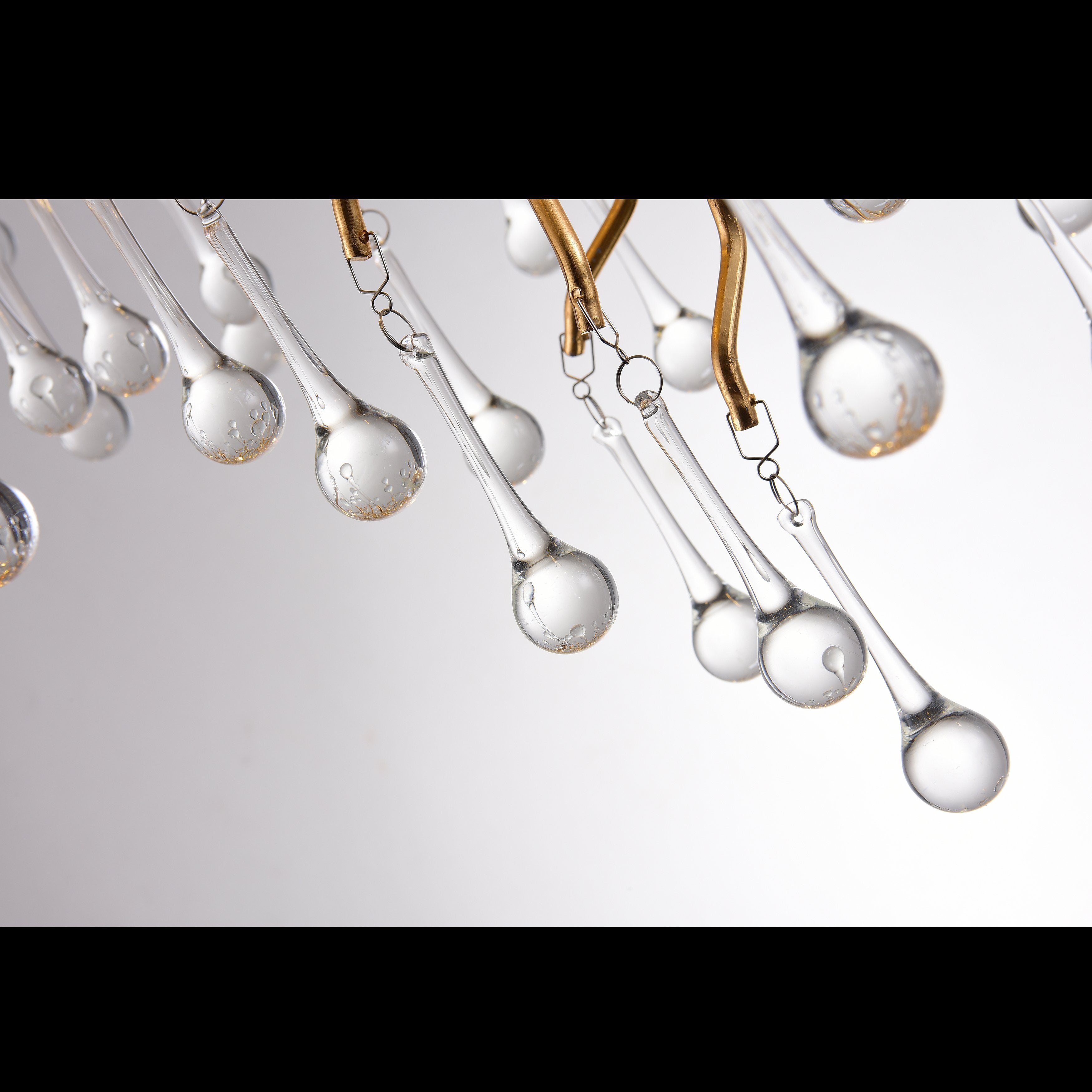 Le Saint Branch Brass Linear Teardrop Chandelier