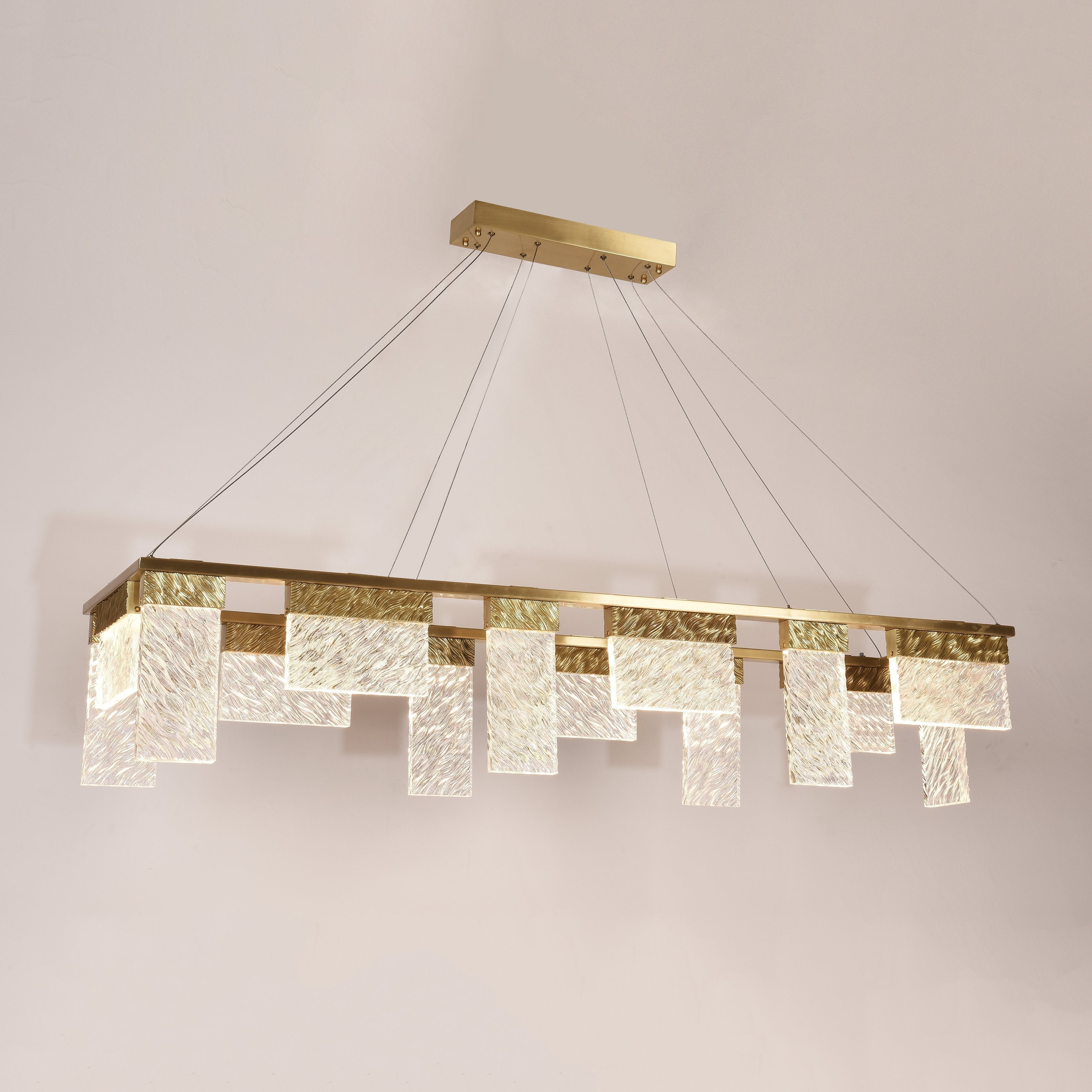 Joseph Dining Table LED Rectangle Glass Chandelier
