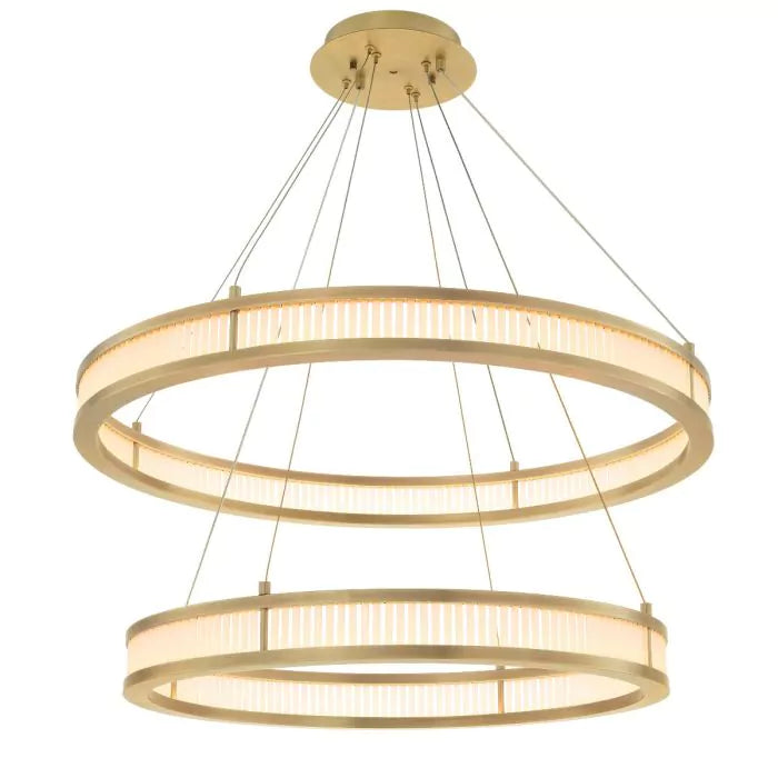 Thibaud Double Modern Brass Chandelier (Antique Brass & Frosted Glass Finish)
