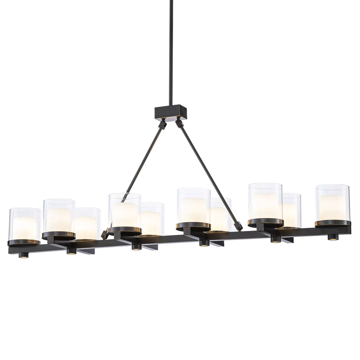 Sublime Modern Brass Chandelier (Antique Brass/Bronze Finish/Clear Glass)