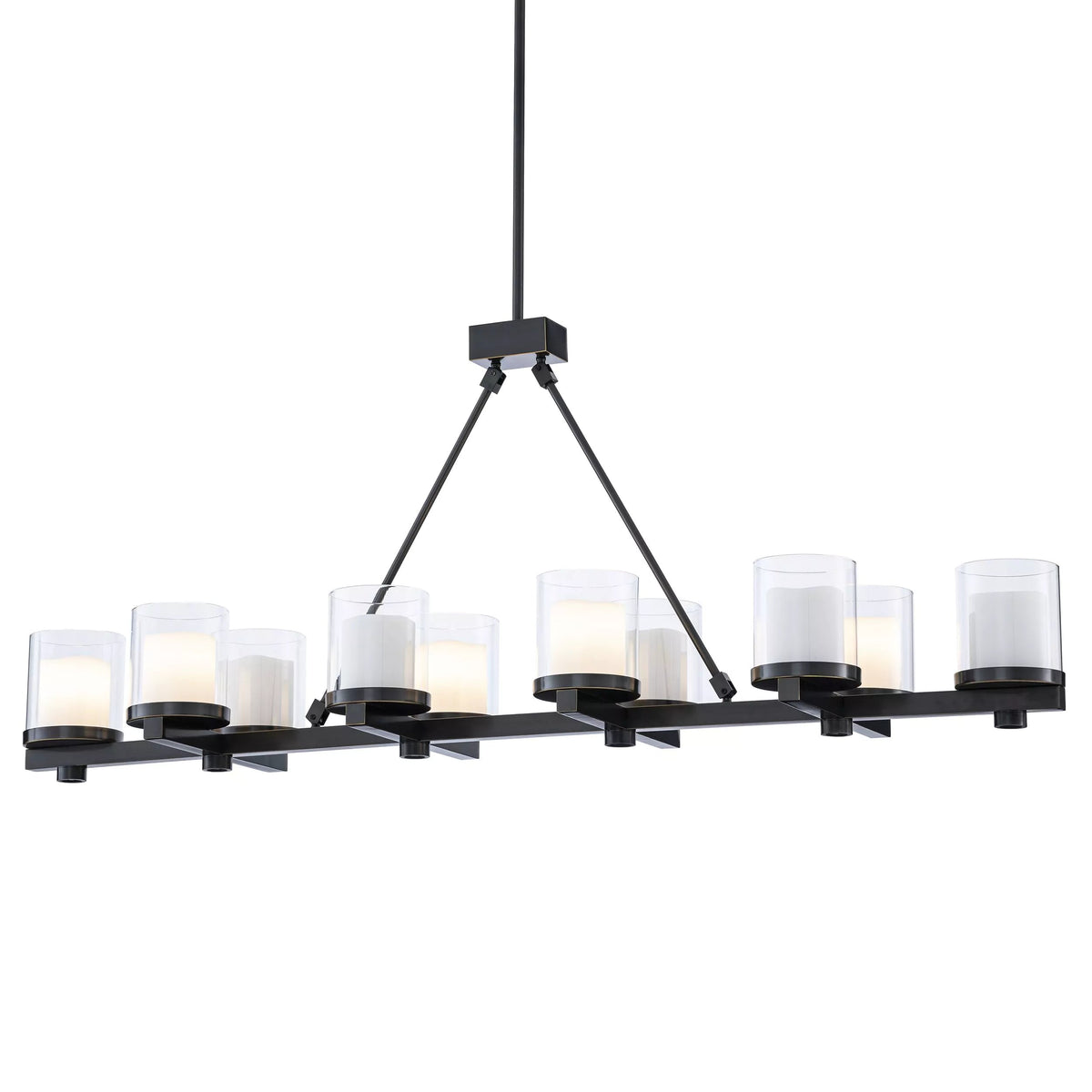 Sublime Modern Brass Chandelier (Antique Brass/Bronze Finish/Clear Glass)
