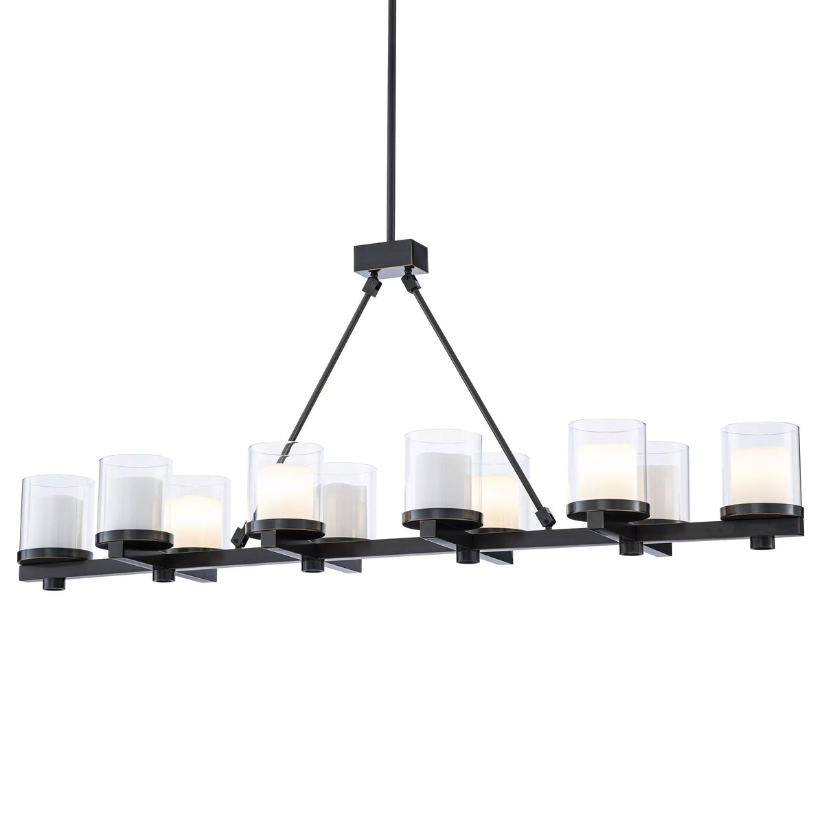 Sublime Modern Brass Chandelier (Antique Brass/Bronze Finish/Clear Glass)