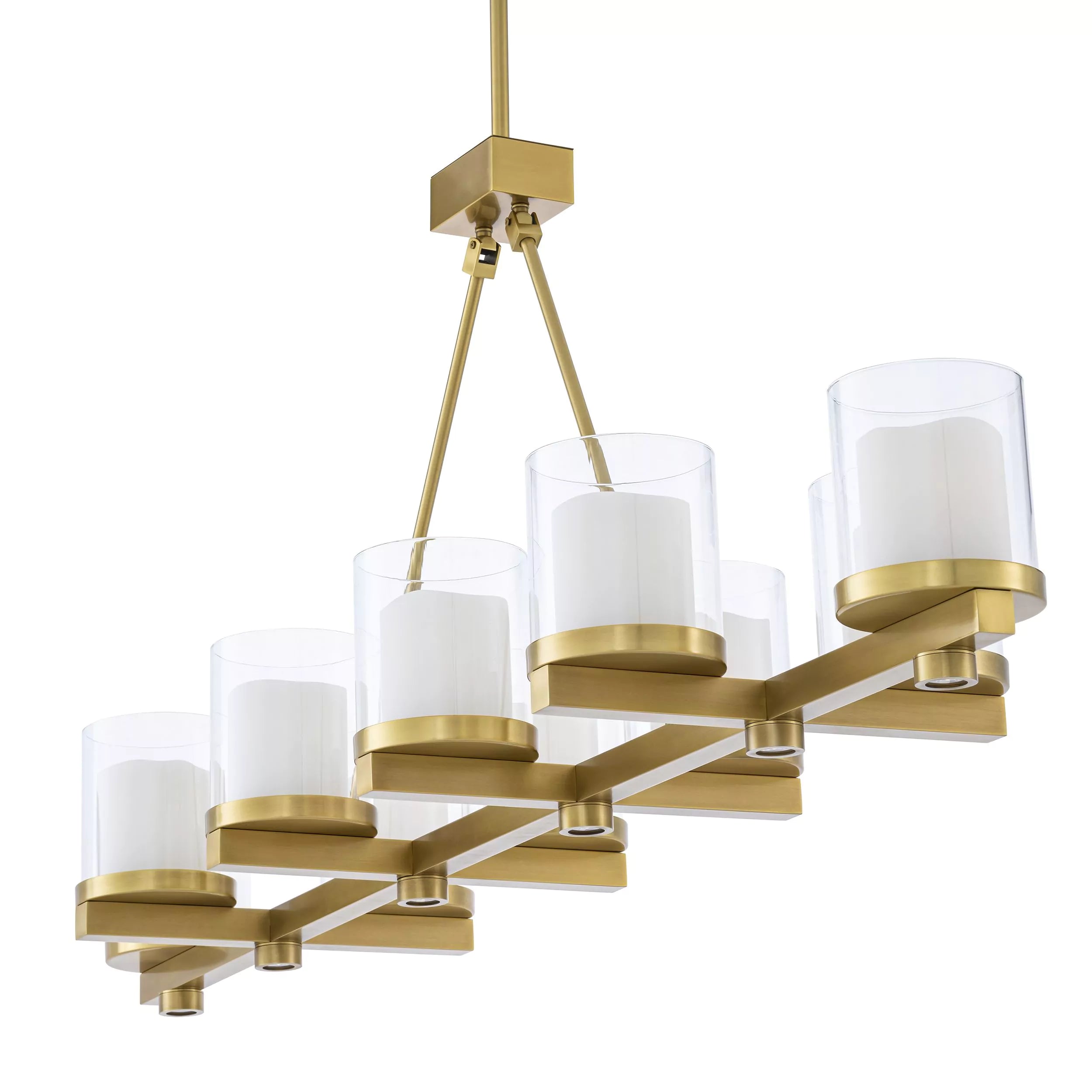 Sublime Modern Brass Chandelier (Antique Brass/Bronze Finish/Clear Glass)