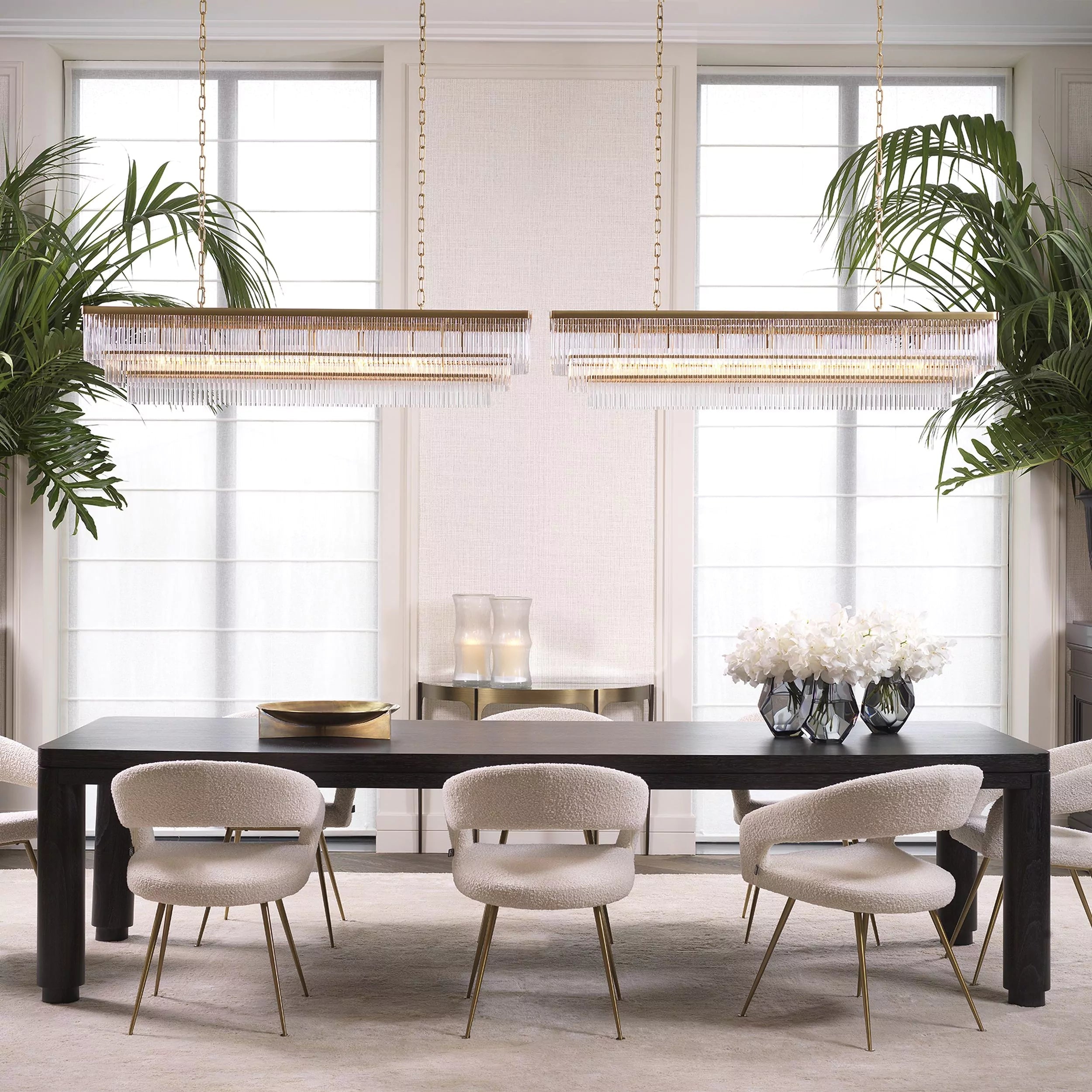 Thibaud Rectangle Modern Brass Glass Chandelier