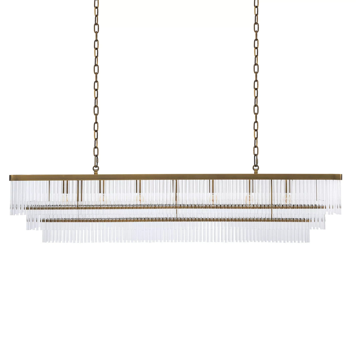 Thibaud Rectangle Modern Brass Glass Chandelier