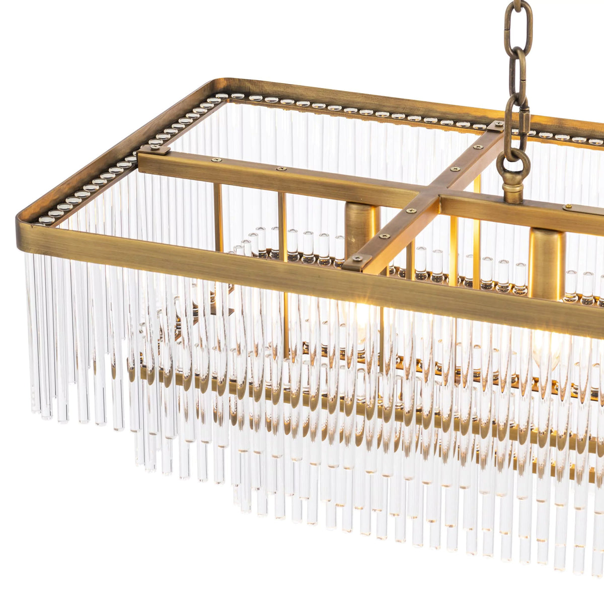 Thibaud Rectangle Modern Brass Glass Chandelier