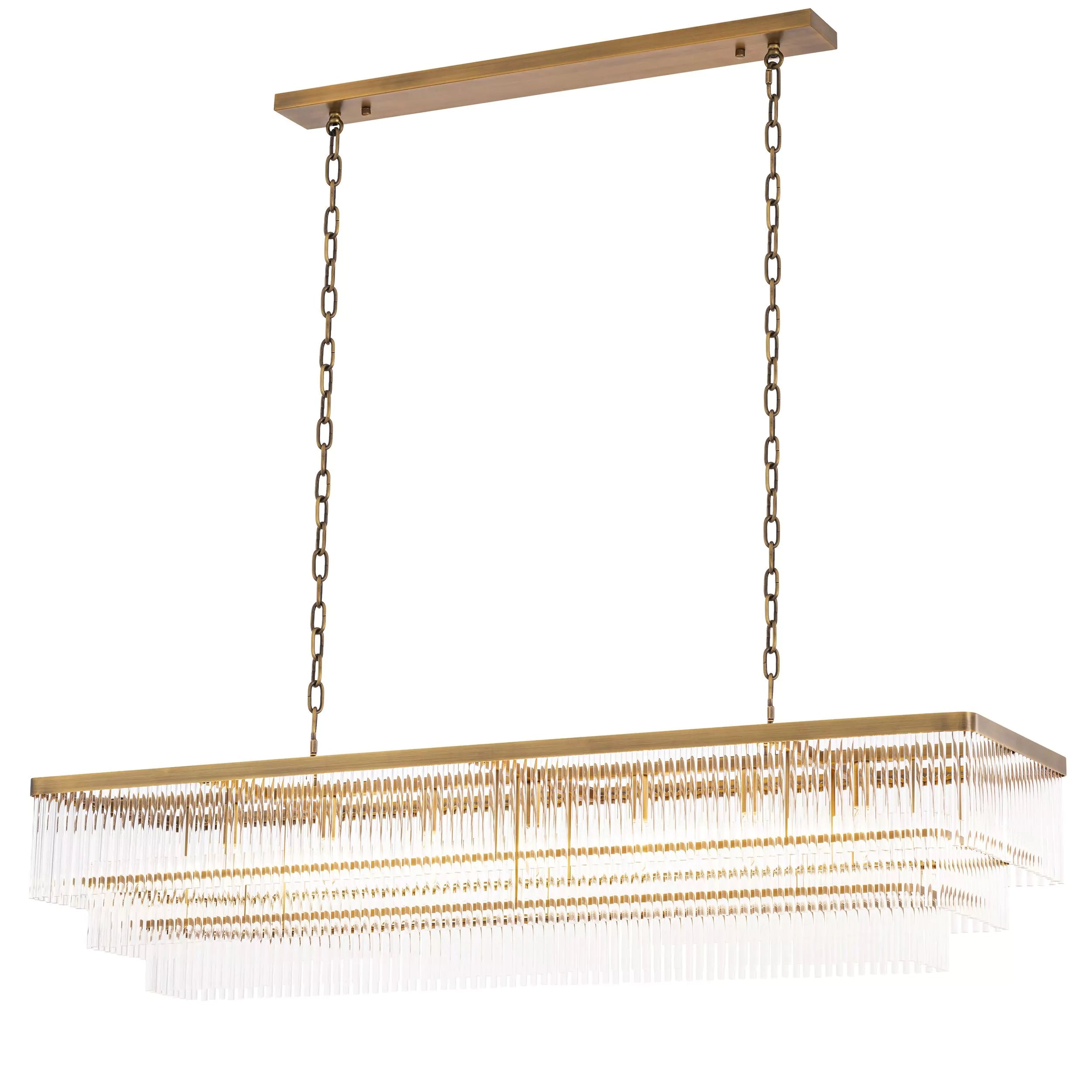 Thibaud Rectangle Modern Brass Glass Chandelier
