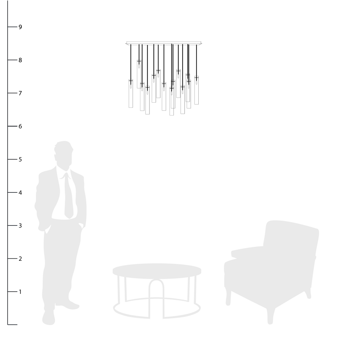 JC Multi Spot Glass Chandelier