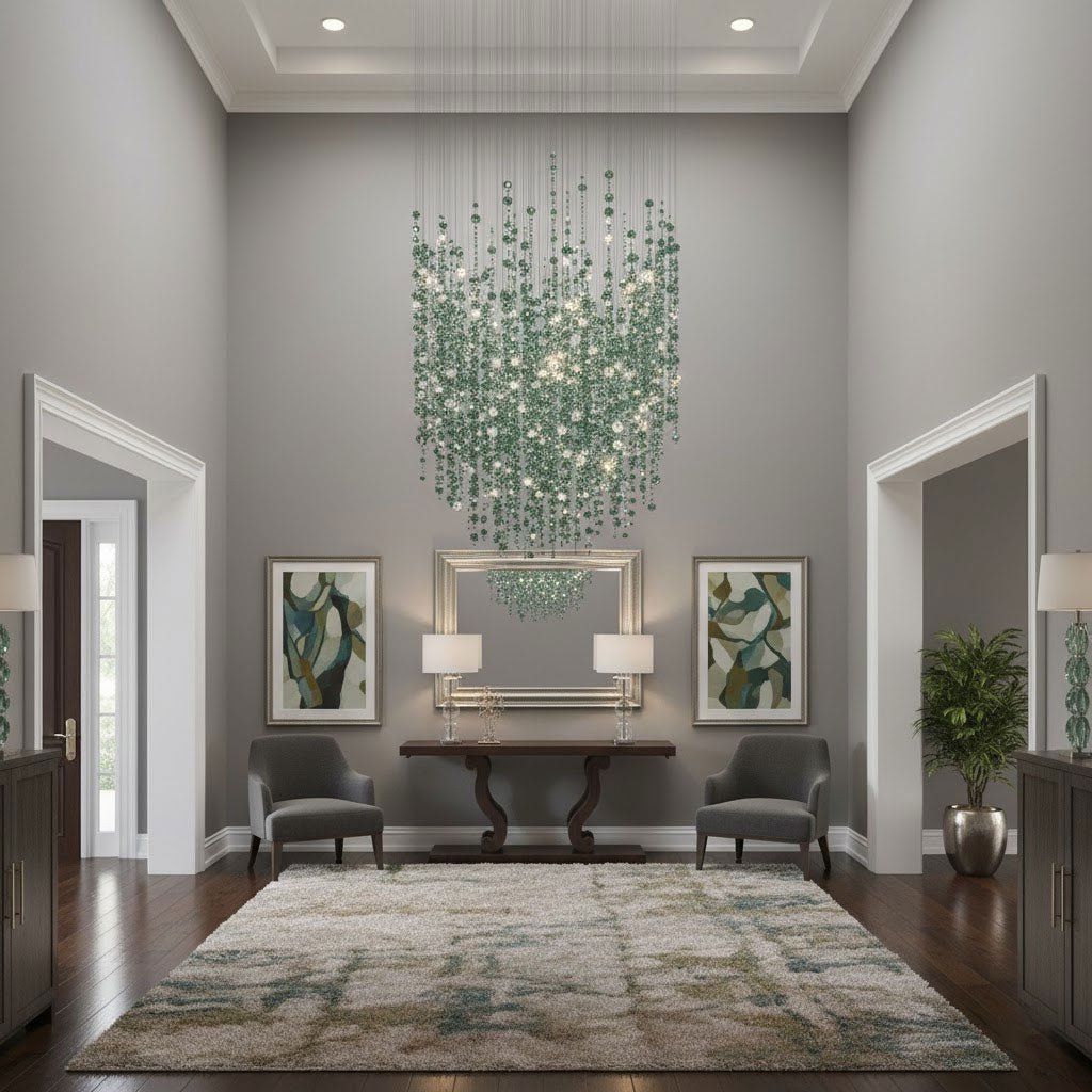 Galaxy Emerald Rainfall Meteor Shower Crystal Spiral Chandelier