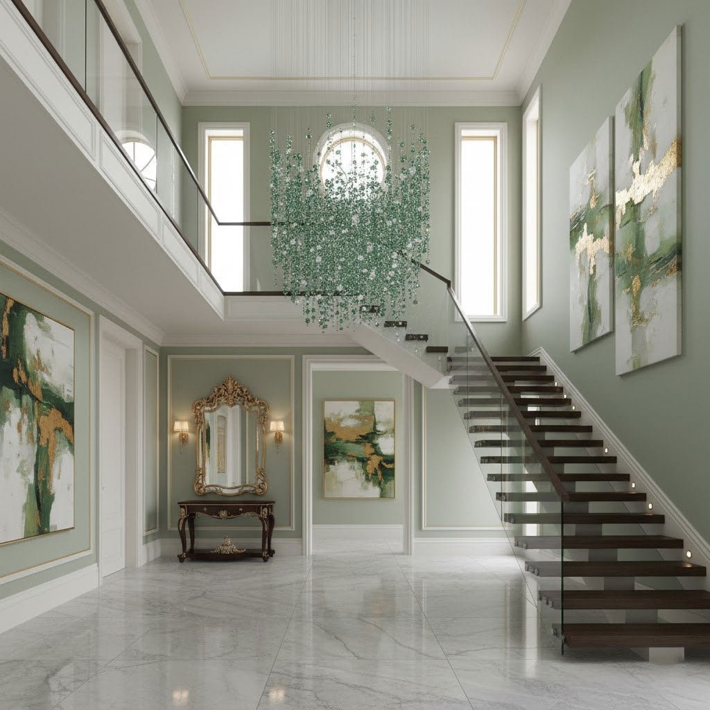 Galaxy Emerald Rainfall Meteor Shower Crystal Spiral Chandelier