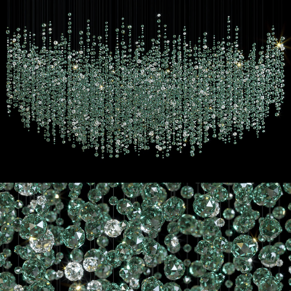 Galaxy Emerald Rainfall Meteor Shower Crystal Spiral Chandelier