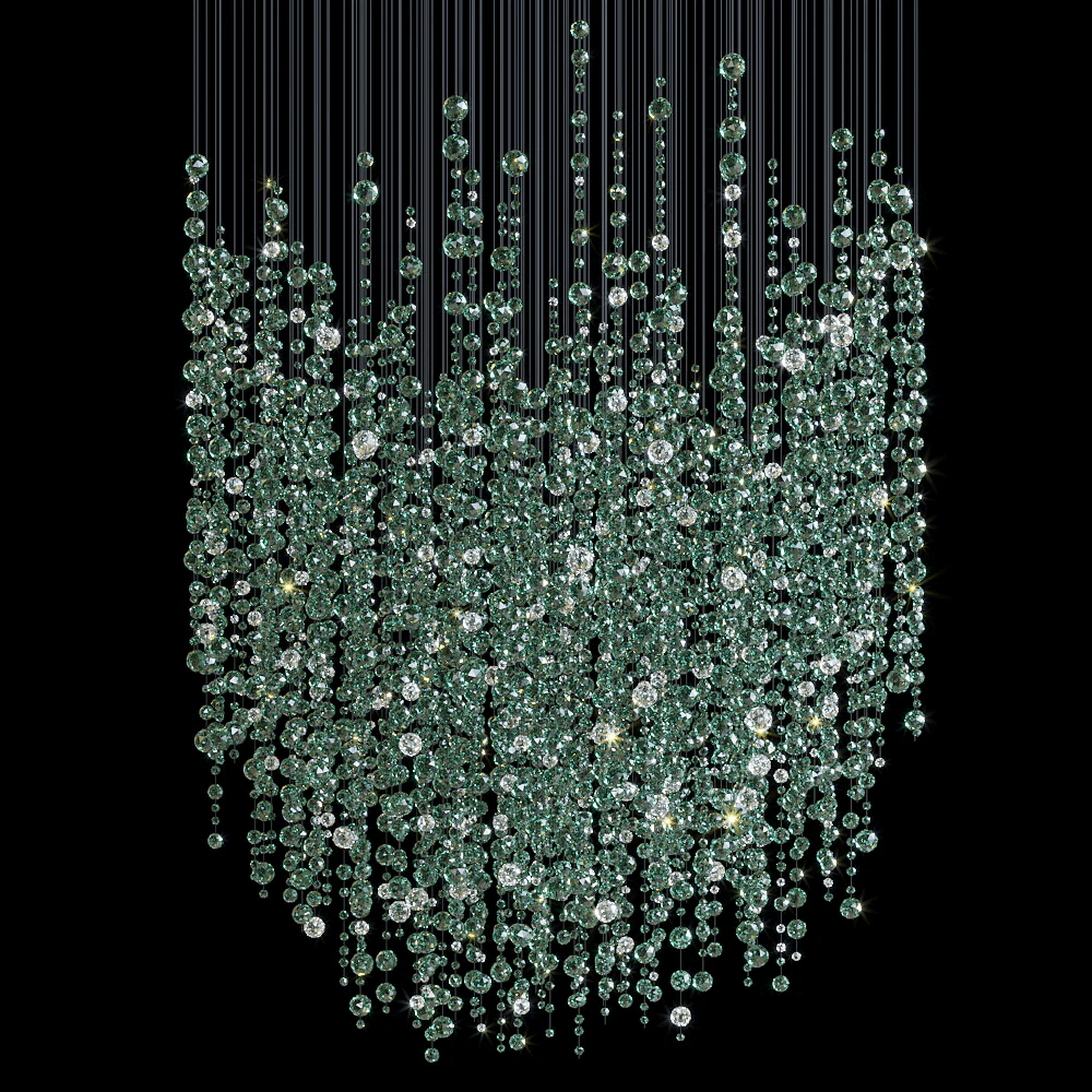 Galaxy Emerald Rainfall Meteor Shower Crystal Spiral Chandelier