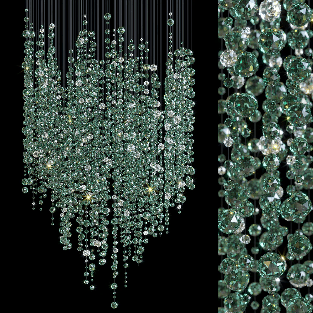 Galaxy Emerald Rainfall Meteor Shower Crystal Spiral Chandelier