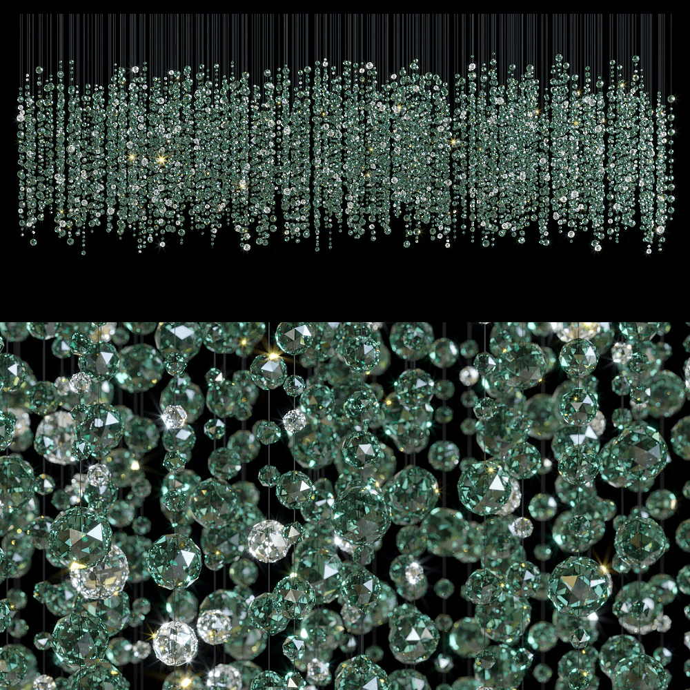 Galaxy Emerald Rainfall Meteor Shower Crystal Spiral Chandelier