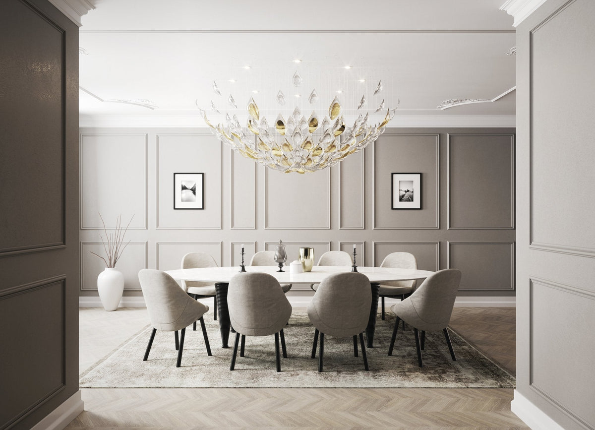 Floating Leaves Meteor Shower Crystal Spiral Chandelier