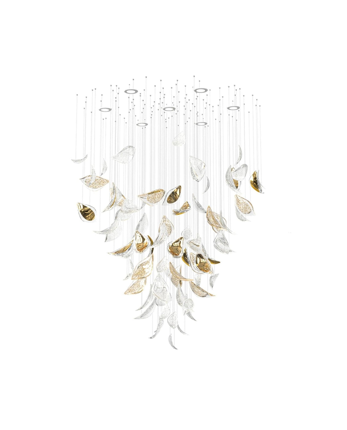 Floating Leaves Meteor Shower Crystal Spiral Chandelier