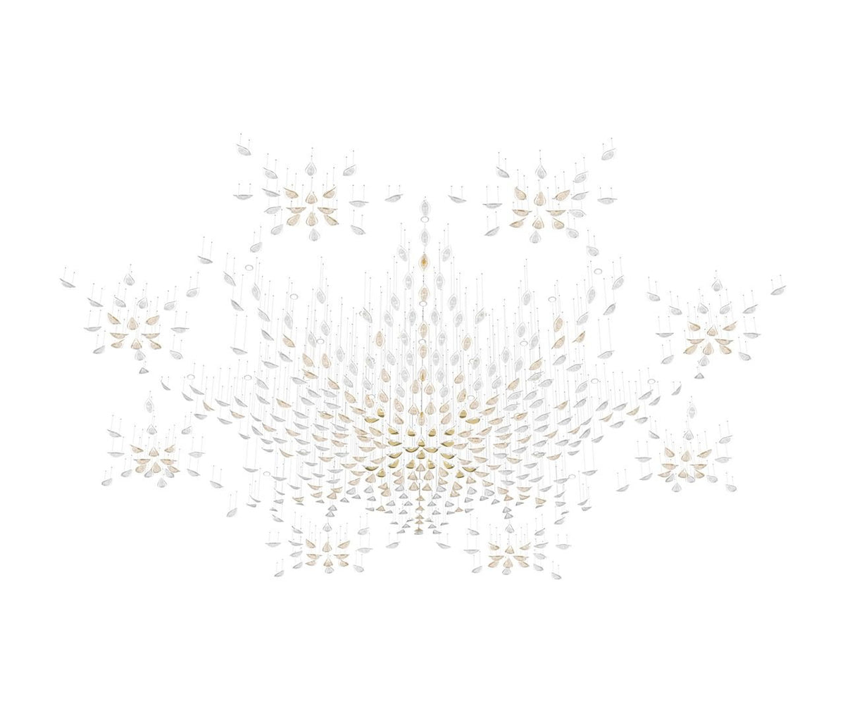 Floating Leaves Meteor Shower Crystal Spiral Chandelier