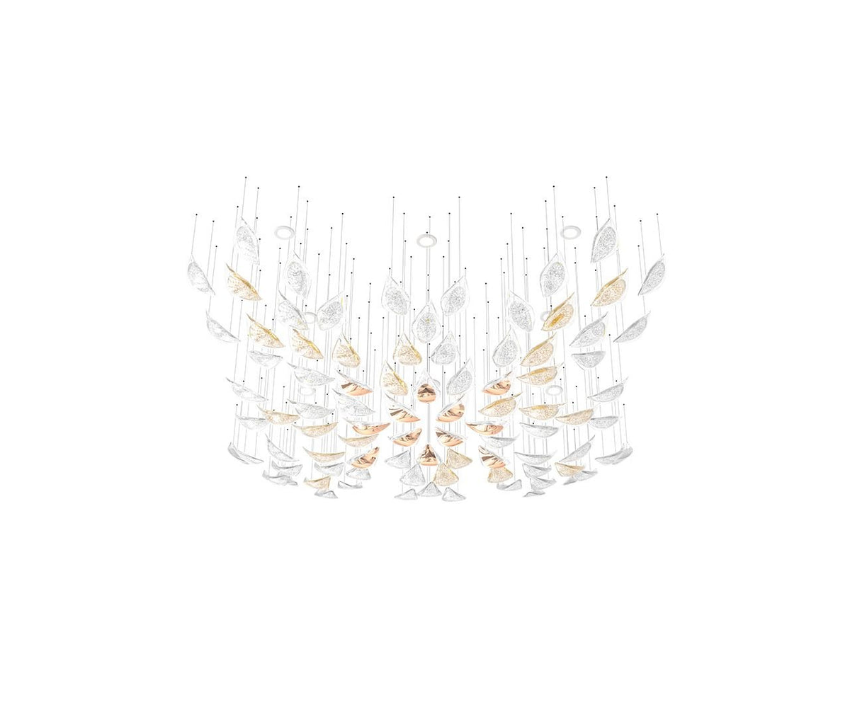 Floating Leaves Meteor Shower Crystal Spiral Chandelier