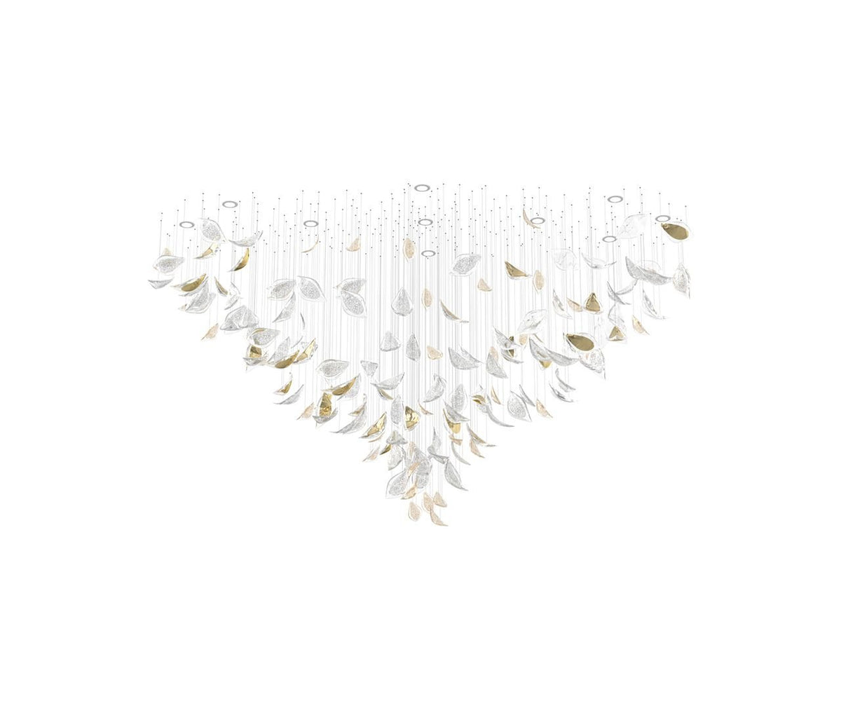 Floating Leaves Meteor Shower Crystal Spiral Chandelier