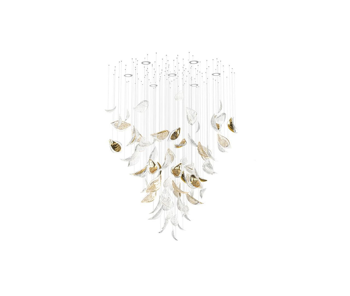 Floating Leaves Meteor Shower Crystal Spiral Chandelier