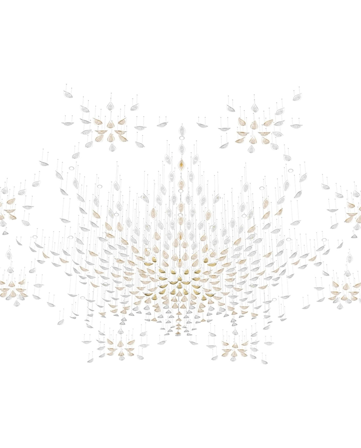 Floating Leaves Meteor Shower Crystal Spiral Chandelier