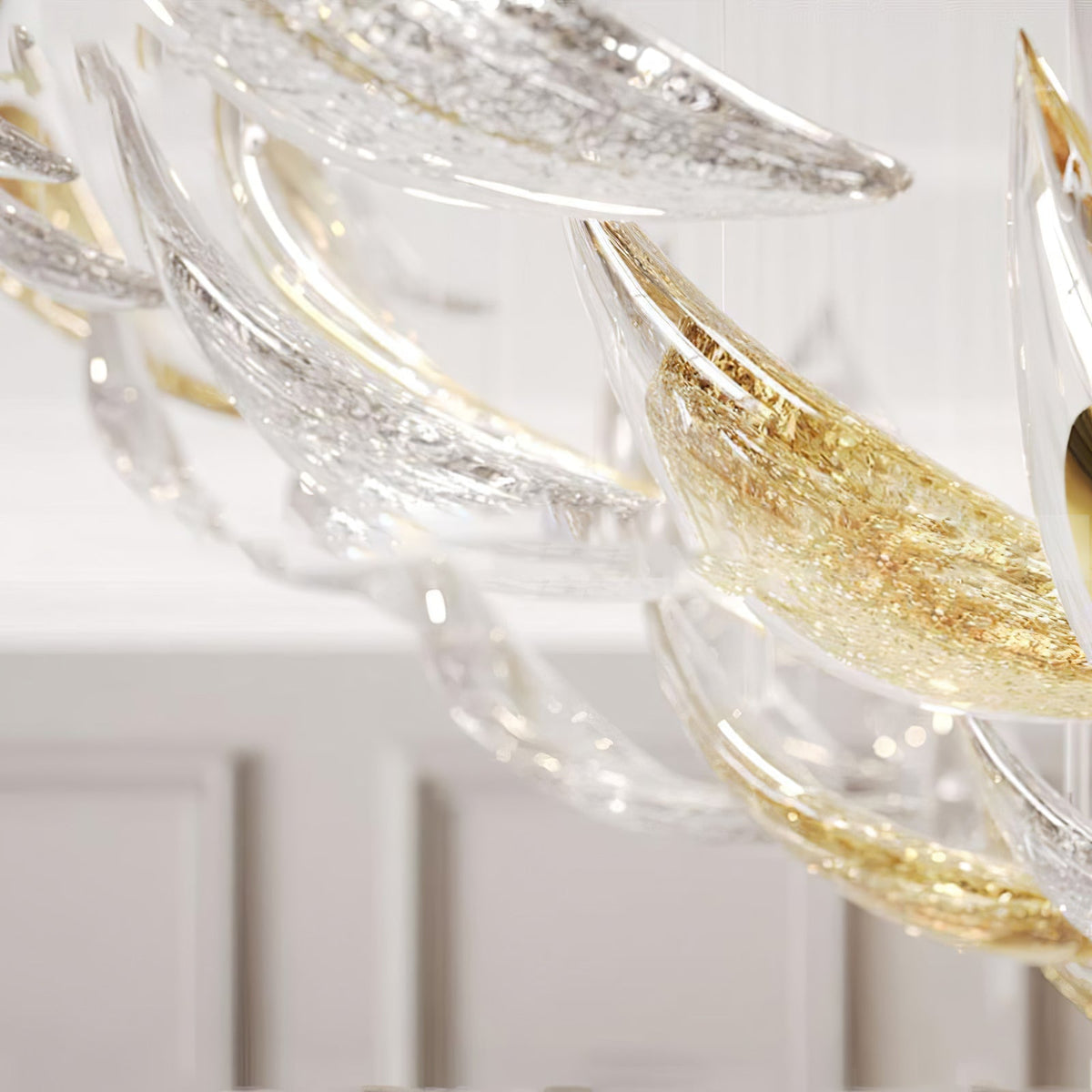 Floating Leaves Meteor Shower Crystal Spiral Chandelier