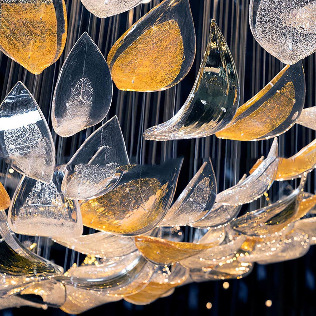 Floating Leaves Meteor Shower Crystal Spiral Chandelier