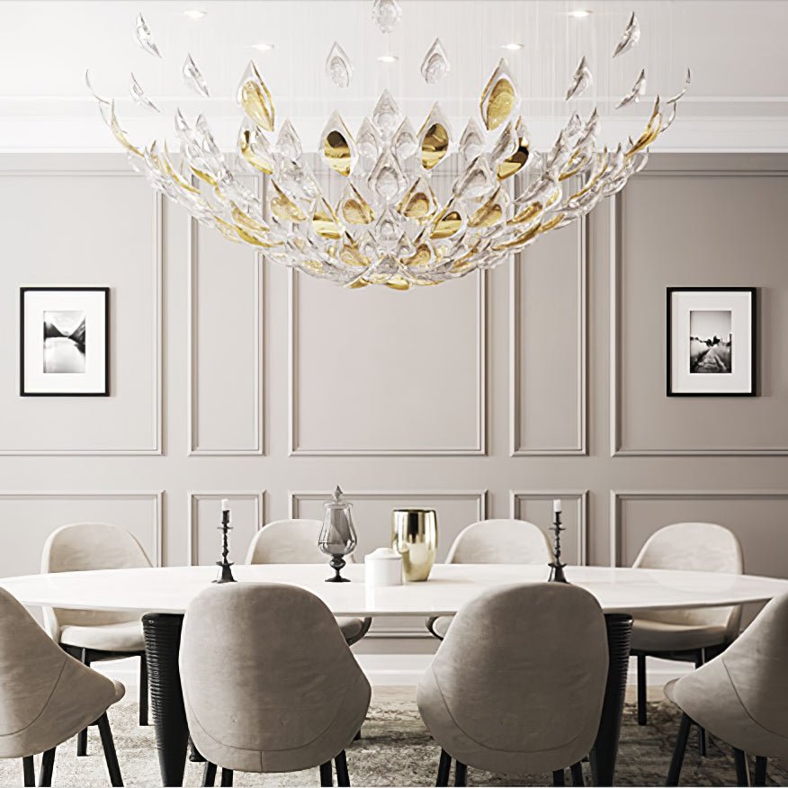 Floating Leaves Meteor Shower Crystal Spiral Chandelier