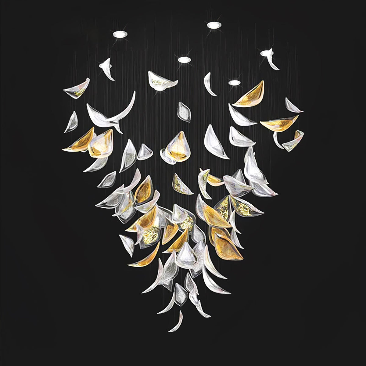 Floating Leaves Meteor Shower Crystal Spiral Chandelier