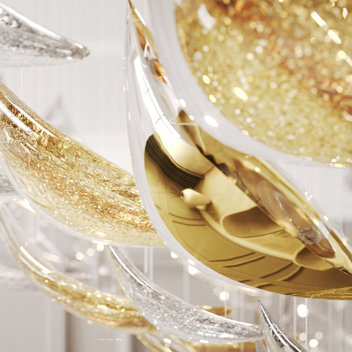 Floating Leaves Meteor Shower Crystal Spiral Chandelier