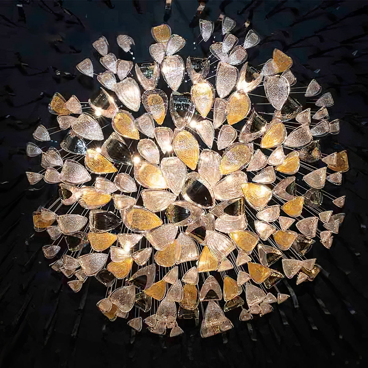Floating Leaves Meteor Shower Crystal Spiral Chandelier