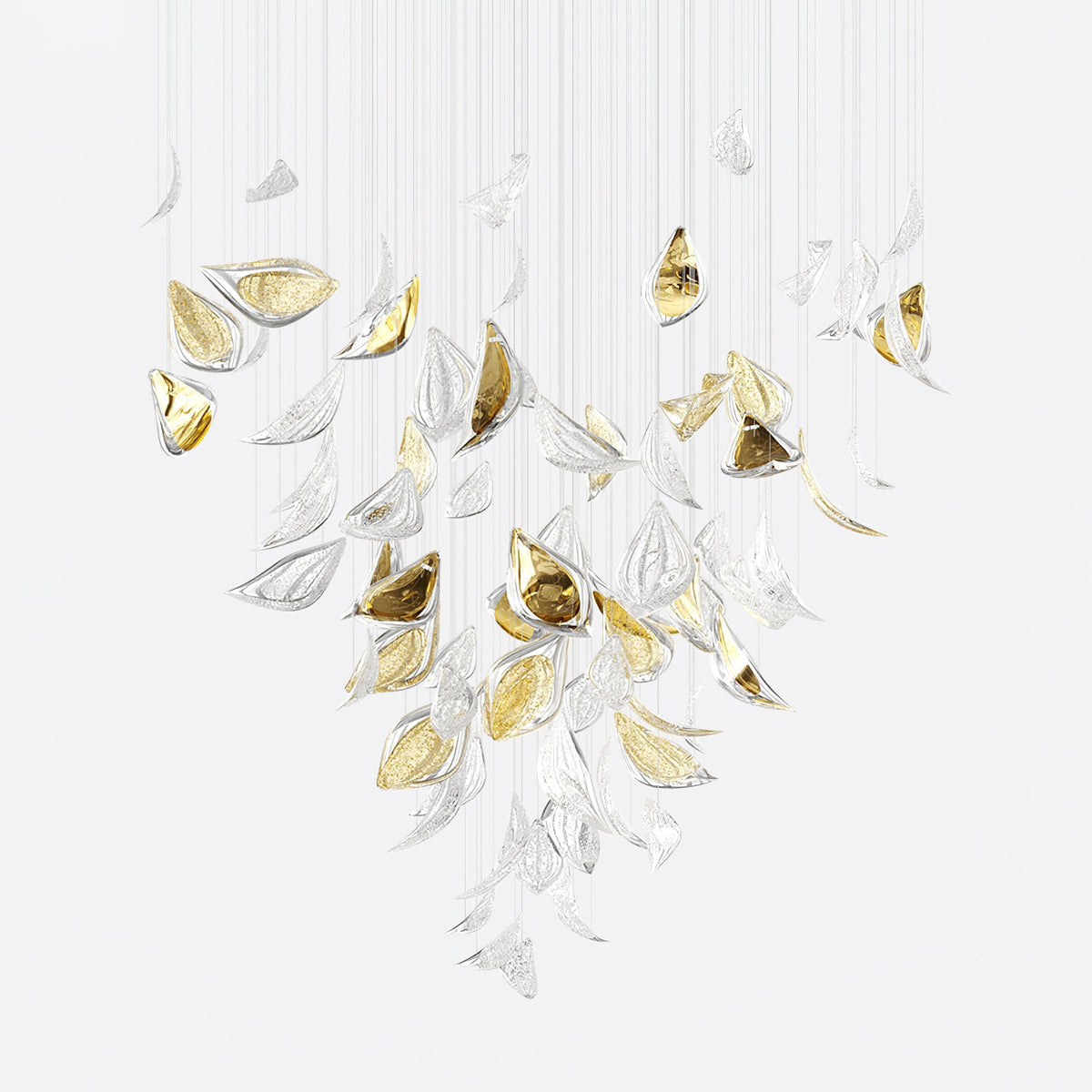 Floating Leaves Meteor Shower Crystal Spiral Chandelier